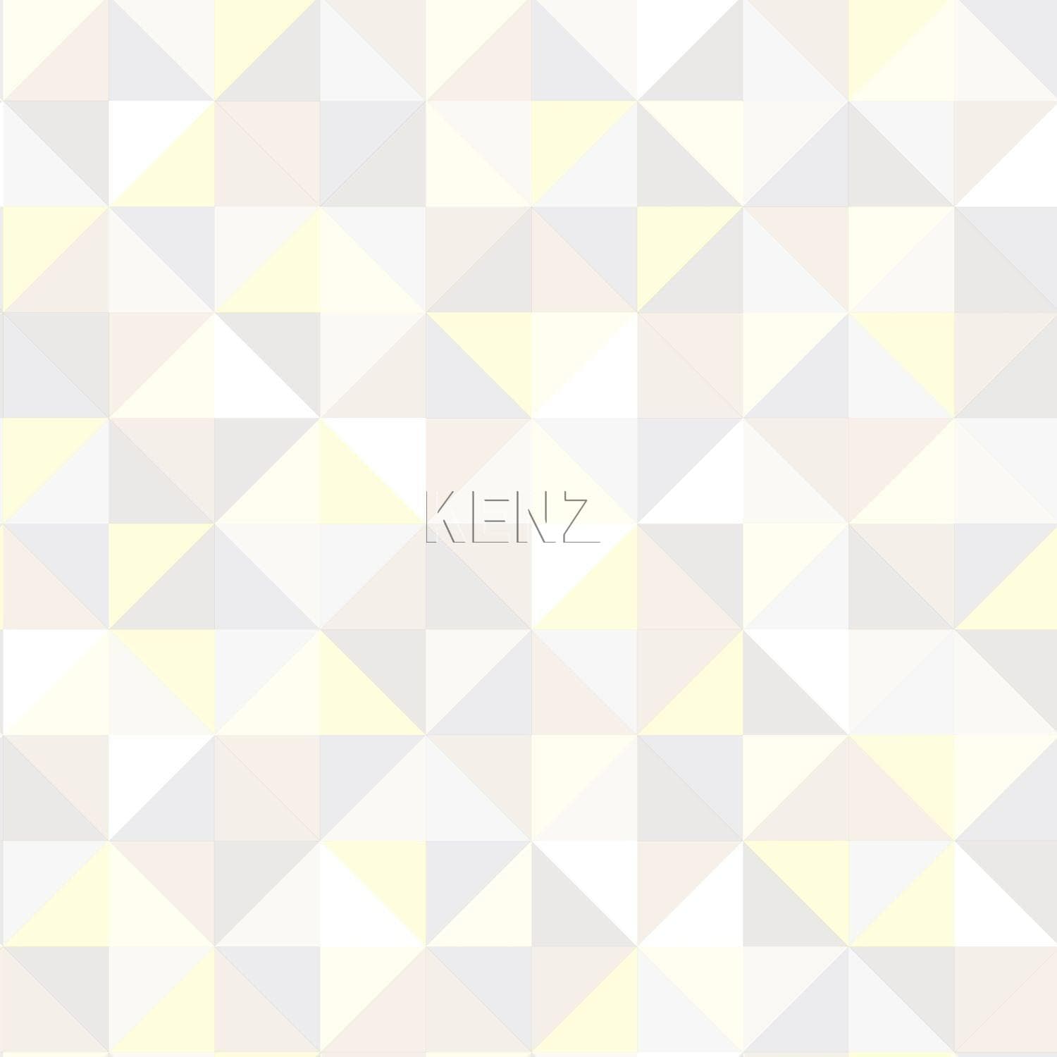 wallpaper triangles light cream beige, light warm grey, pastel yellow and shiny light beige 337210