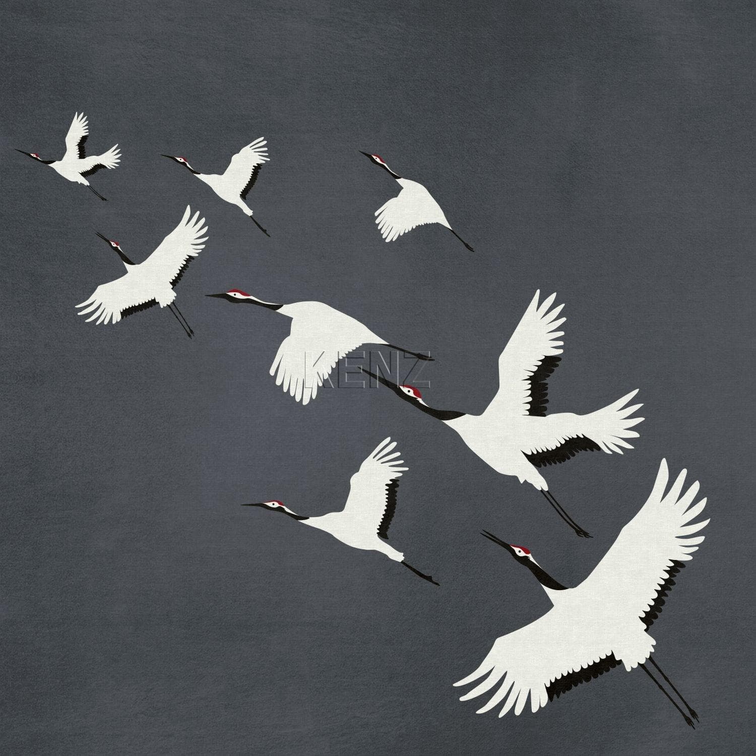 wall mural cranes dark gray 357235