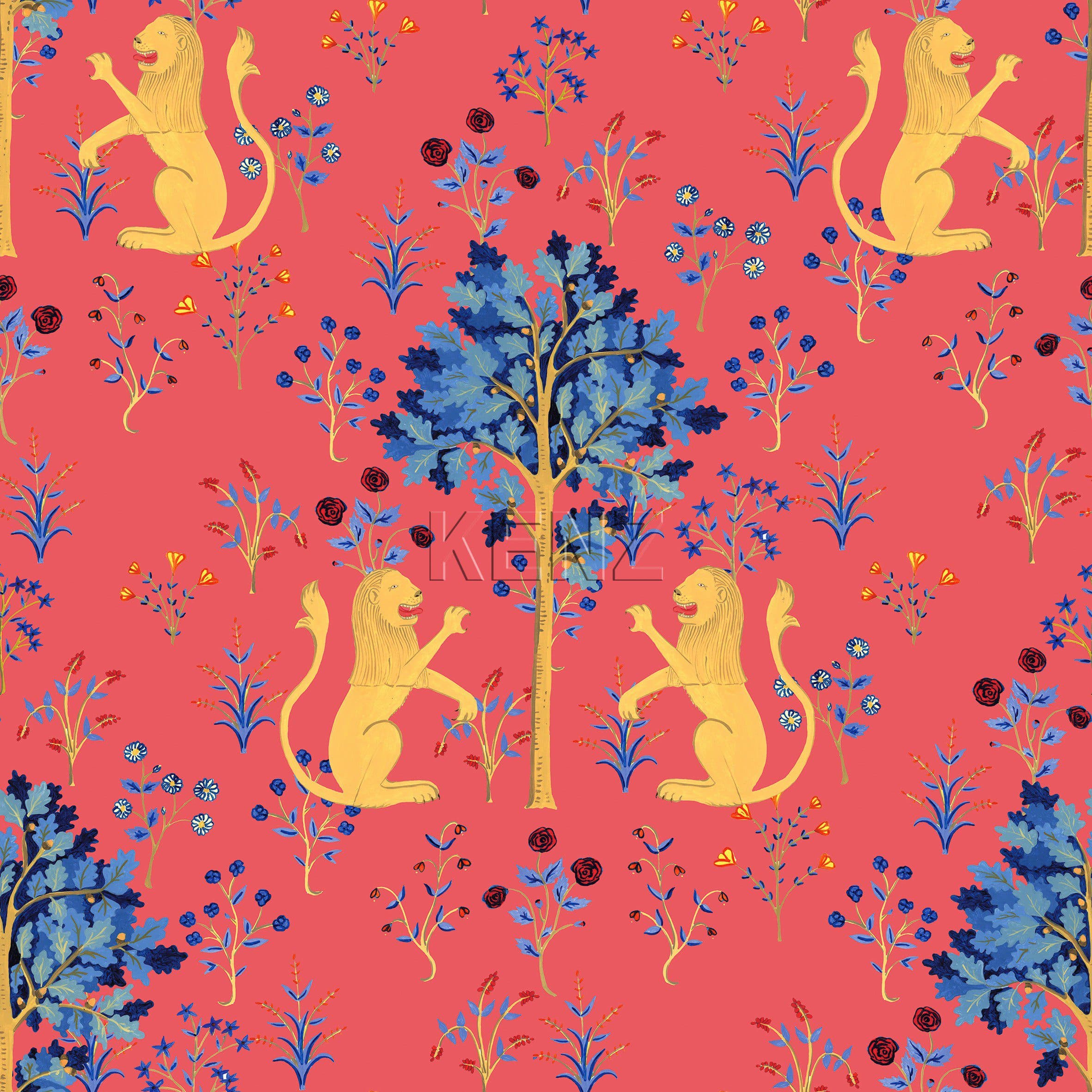 Medieval Tapestry Deep Coral
