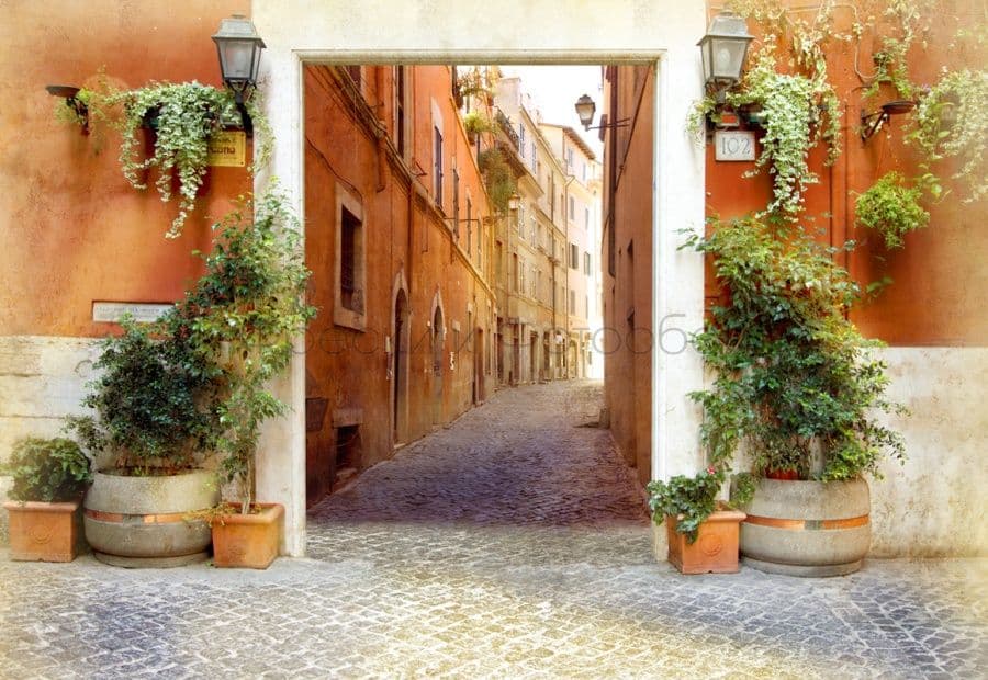 Street Arch With Lamps